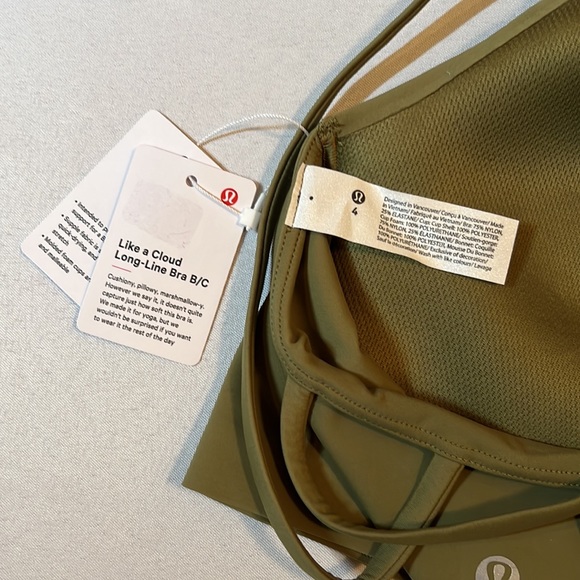 Lululemon Like a Cloud Bra Long Line B/C Cup Size 4 in Rosemary Green - Picture 7 of 7